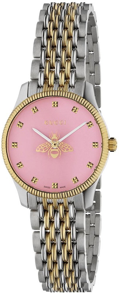 Gucci YA1265030 G-Timeless 29mm Damen rosa Zifferblatt Bienenmotiv Uhr
