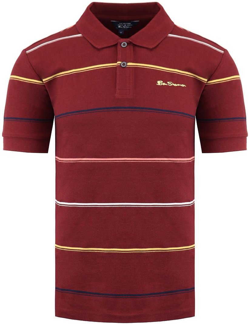 Ben Sherman strippte Herren Burgunder Polo -Hemd