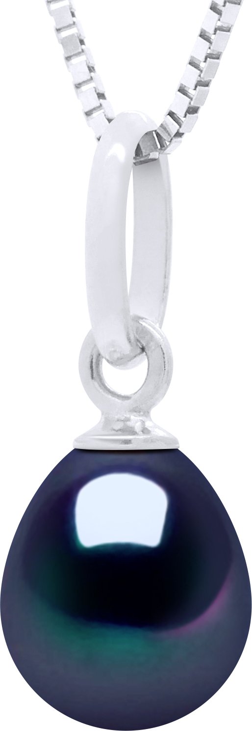 Artikulierter Perlenanhänger aus Weißgold 375 und echter Süßwasser-Zuchtperle Birne 6-7 mm