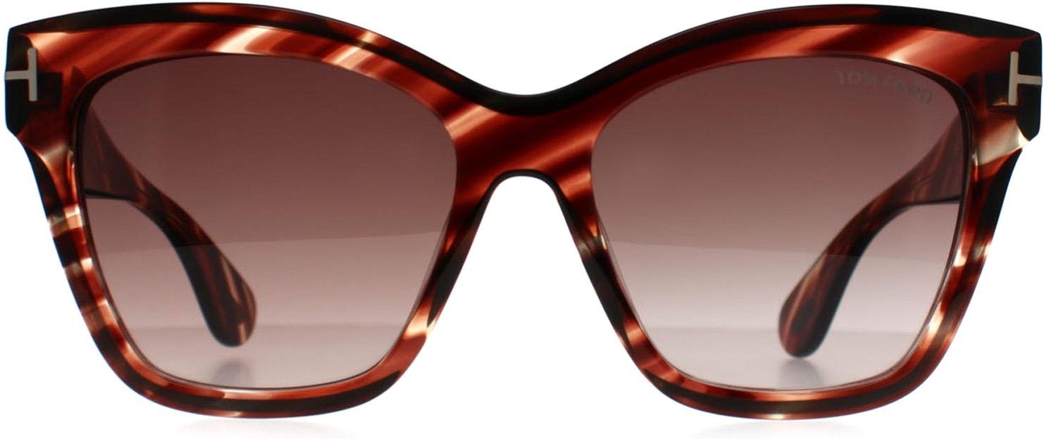 Tom Ford Elvira FT1217 55T farbige Sonnenbrille in Havanna-Bordeaux mit Farbverlauf