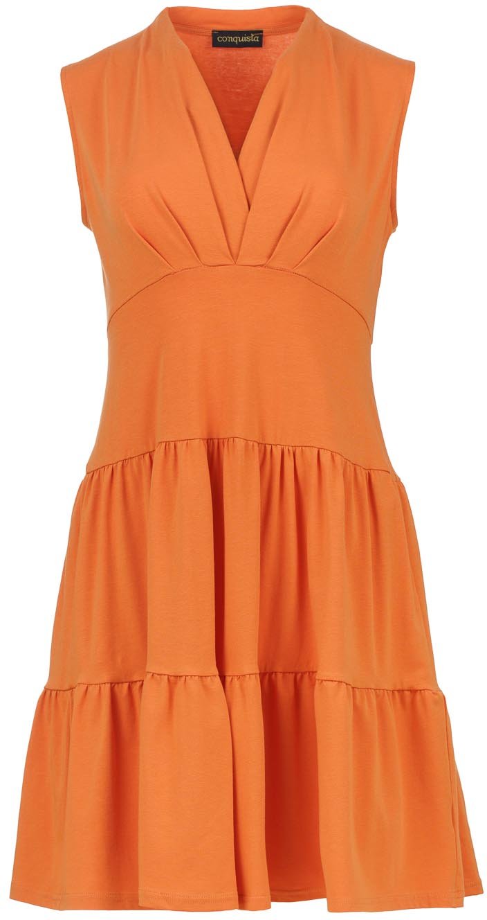 Thumbnail - Dunkeloranges Jerseykleid – Überknielang, lockere Passform, Baumwollmischung