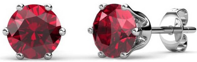Geburtsstein-Januar-Ohrringe - Silber und Rot