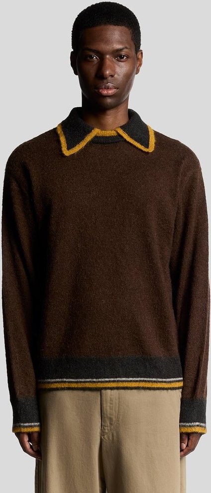 Lyle & Scott Pullover aus Wollmischung mit Kragen - Gelb