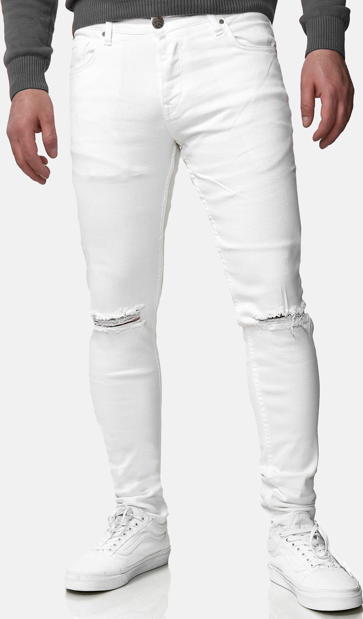 Tazzio Herren Jeans Skinny Fit im Destroyed Look