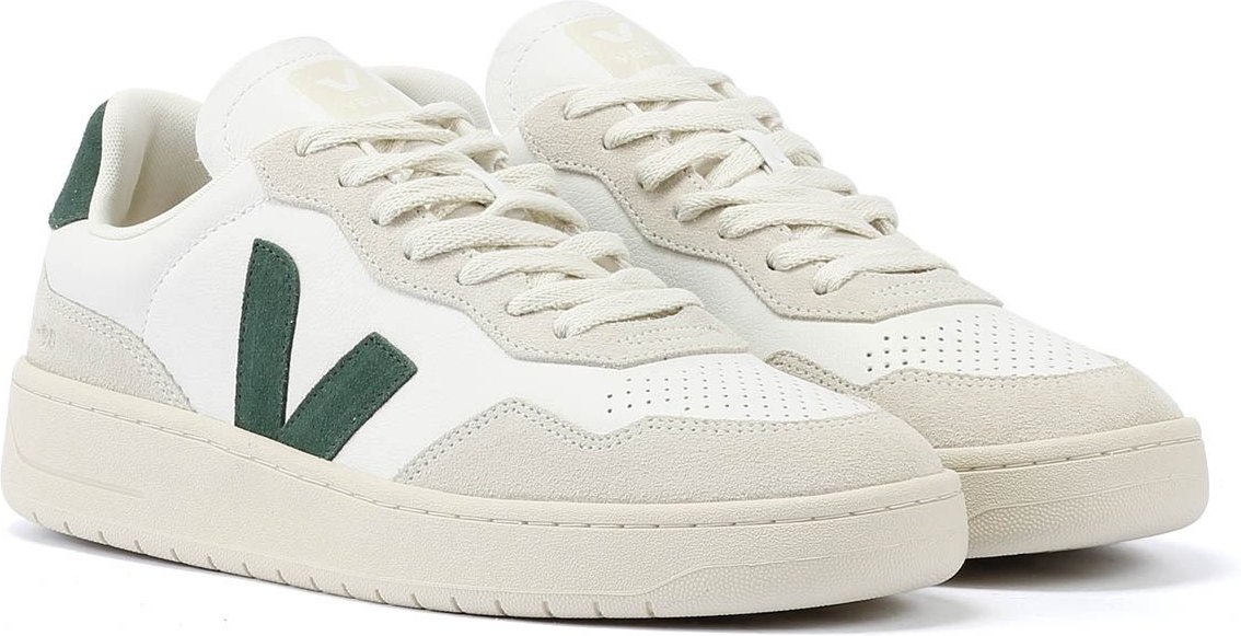 Veja V-90 Leder Männer Weiß/Grün Turnschuhe