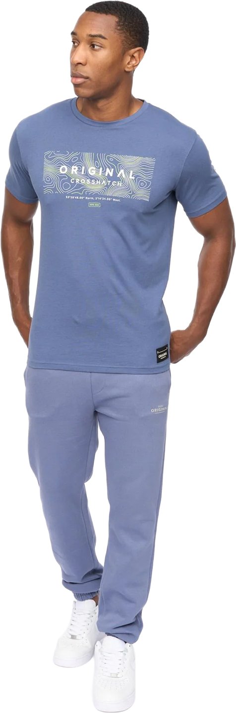 Crosshatch - "Mappedout" T-Shirt und Jogginghose für Herren (Jeansblau)