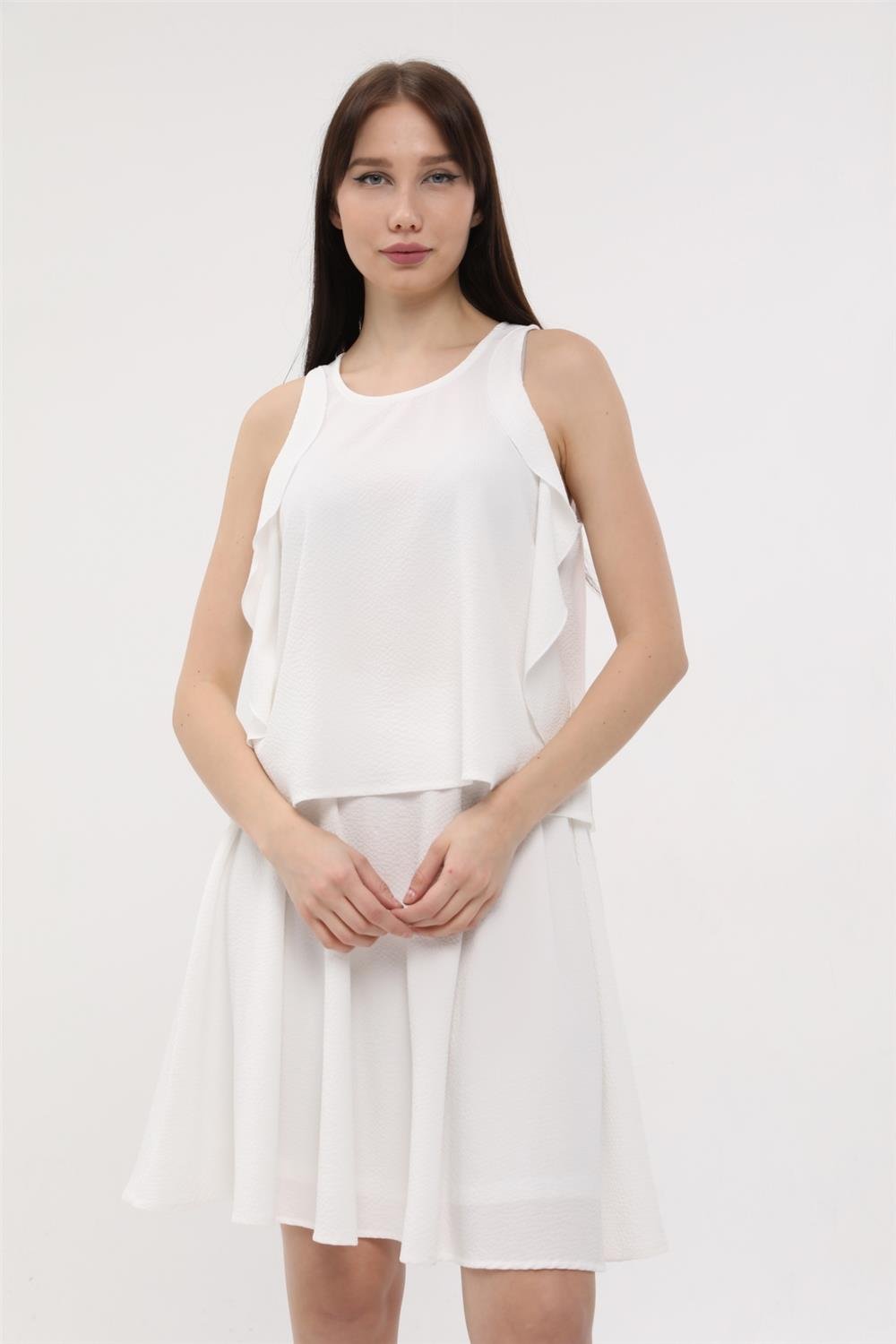 Volan ärmellose Bluse