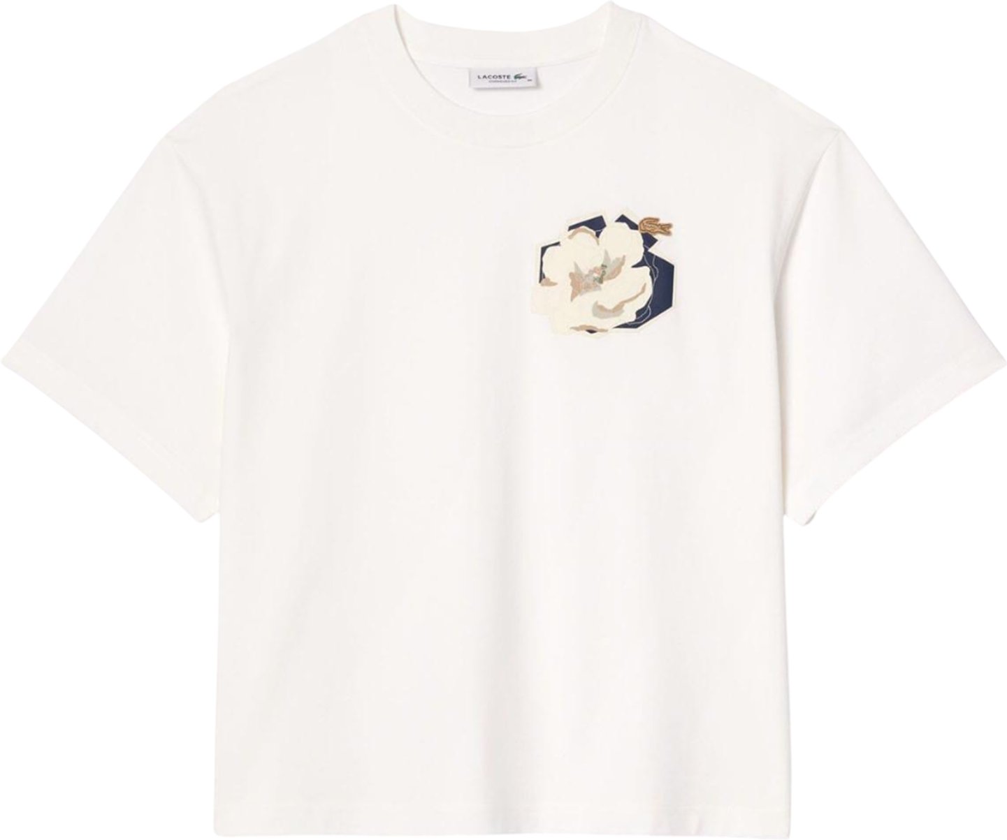 Lacoste - T-Shirt Blumen für Damen Übergroß (Weiß)