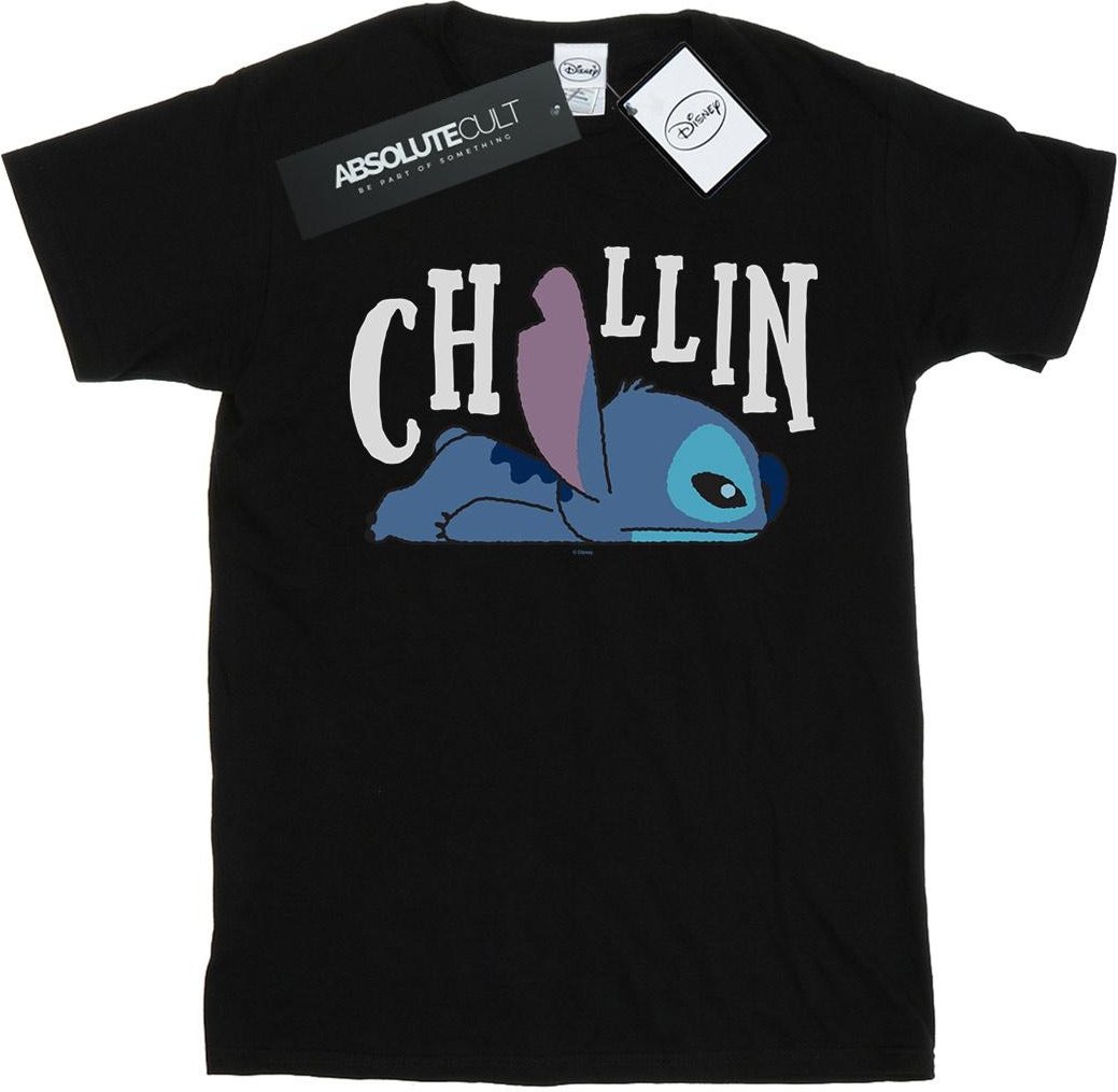 Disney - "Lilo And Stitch Chillin" T-Shirt für Mädchen (Schwarz)