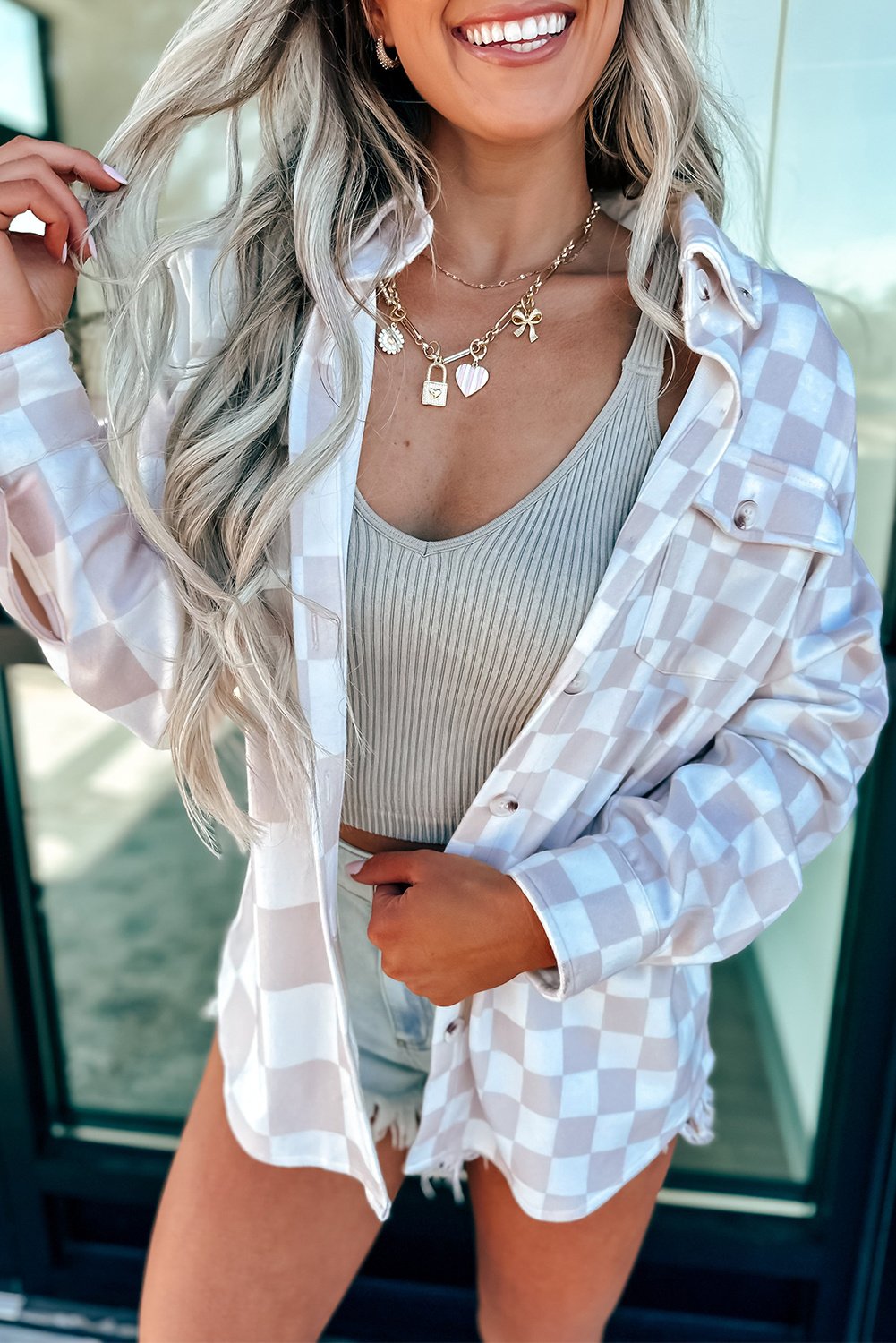 Kariertes Button-Down-Oberbekleidung