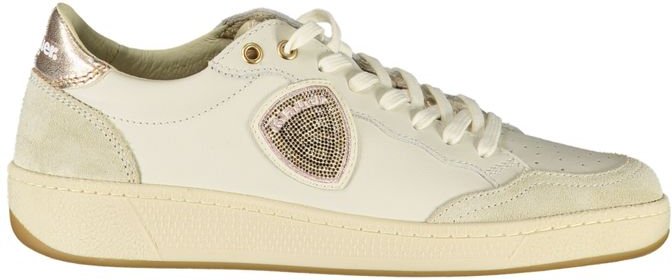 Blauer Weiße Leder Damen Sneaker