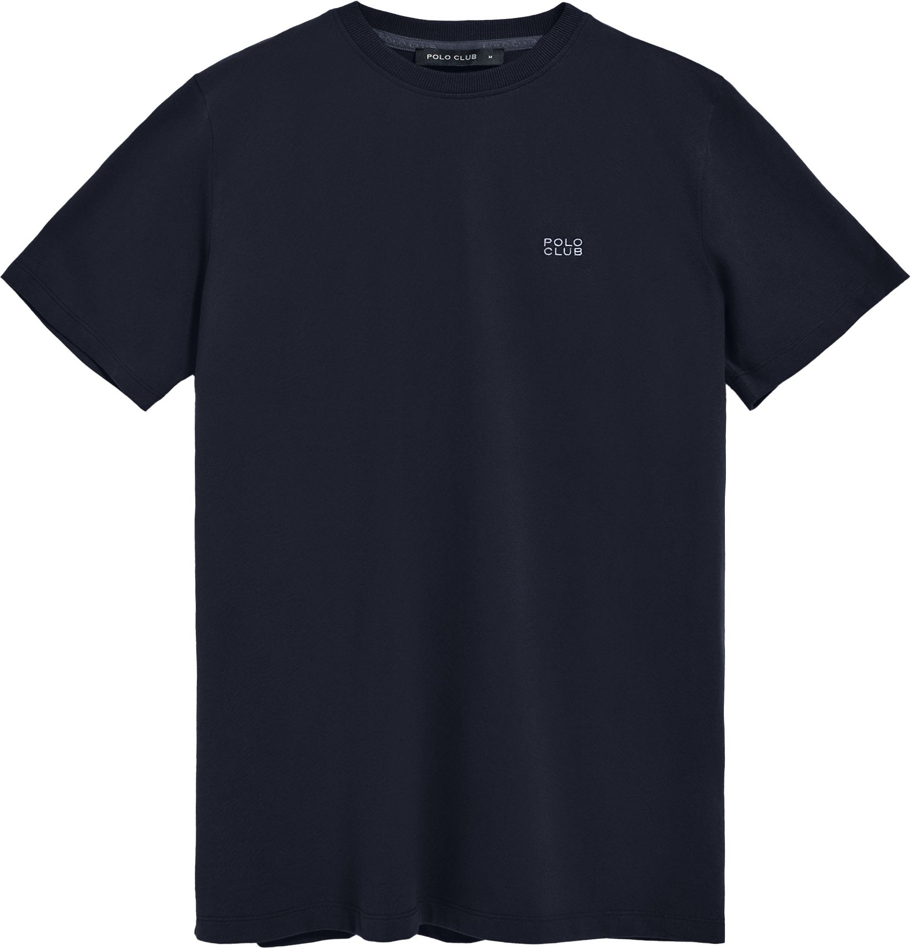 Basic-T-Shirt marineblau mit Rundhalsausschnitt und gesticktem Logo