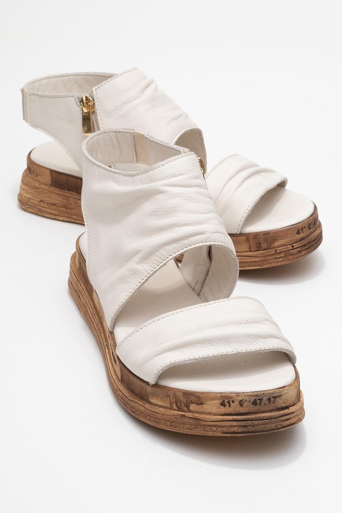 Lunas Leder Side-Zip Flach Absatz Sandale