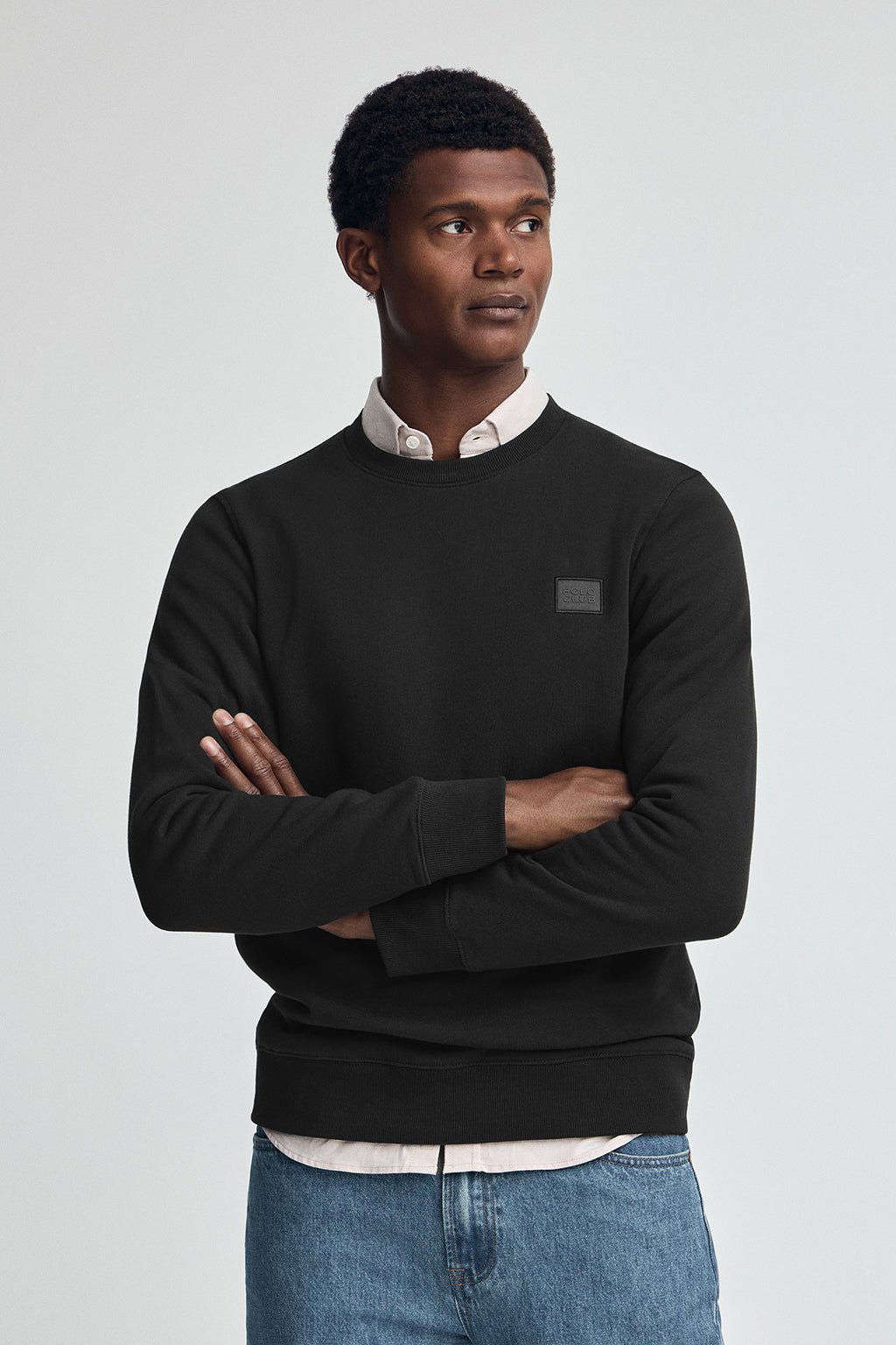 Sweatshirt schwarz im Relaxed Fit mit Polo Club-Logo