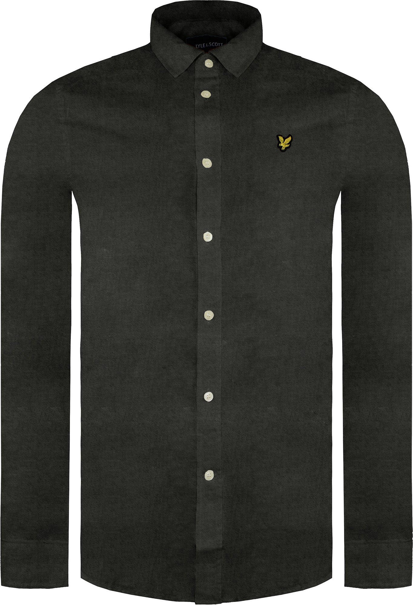 Thumbnail - Lyle & Scott Multi Garn gebürstete Herren dunkelgrüne Hemd