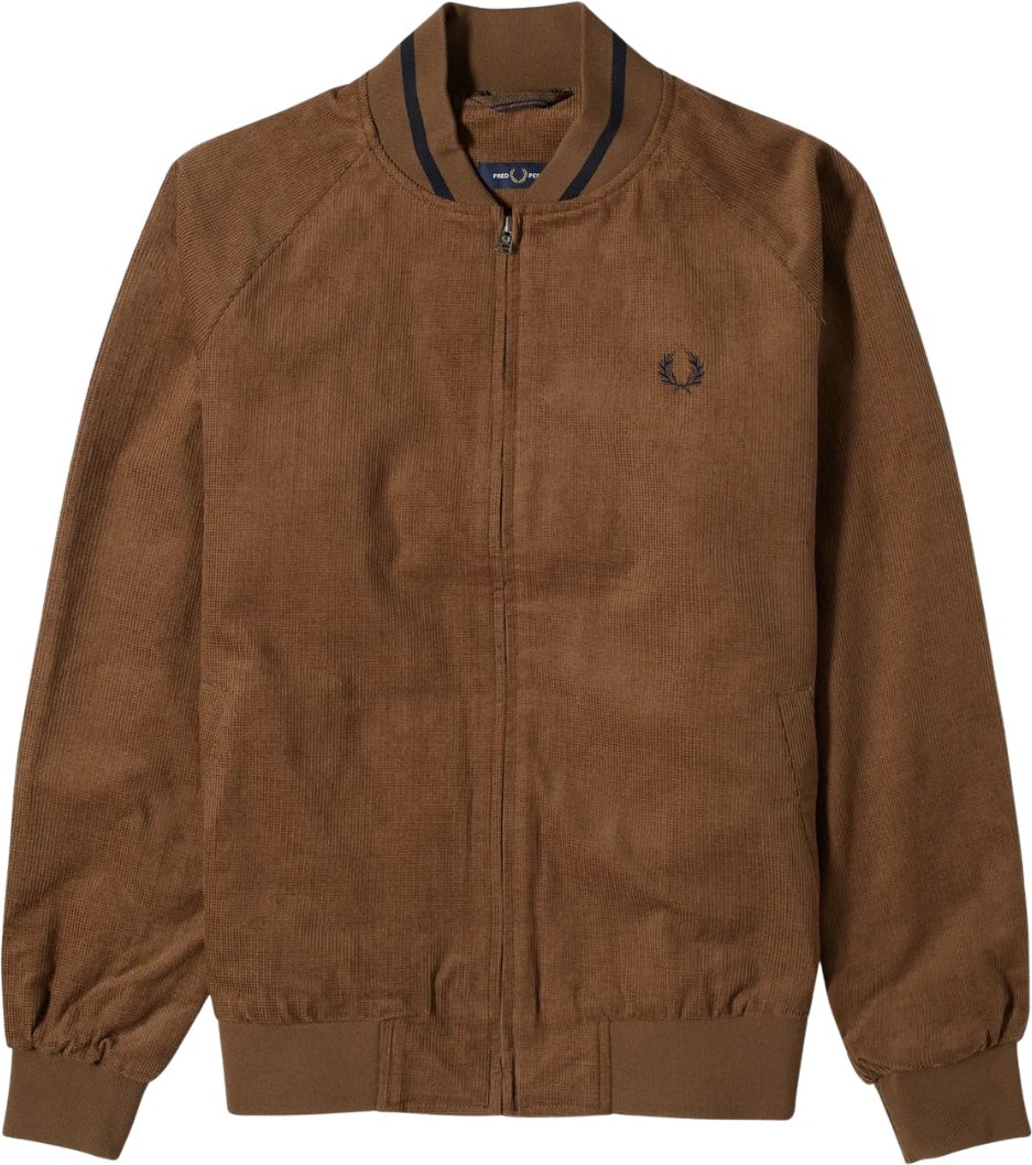 Thumbnail - Fred Perry - Bomberjacke „Shaded Stone" aus Waffelcord in Tennisbraun