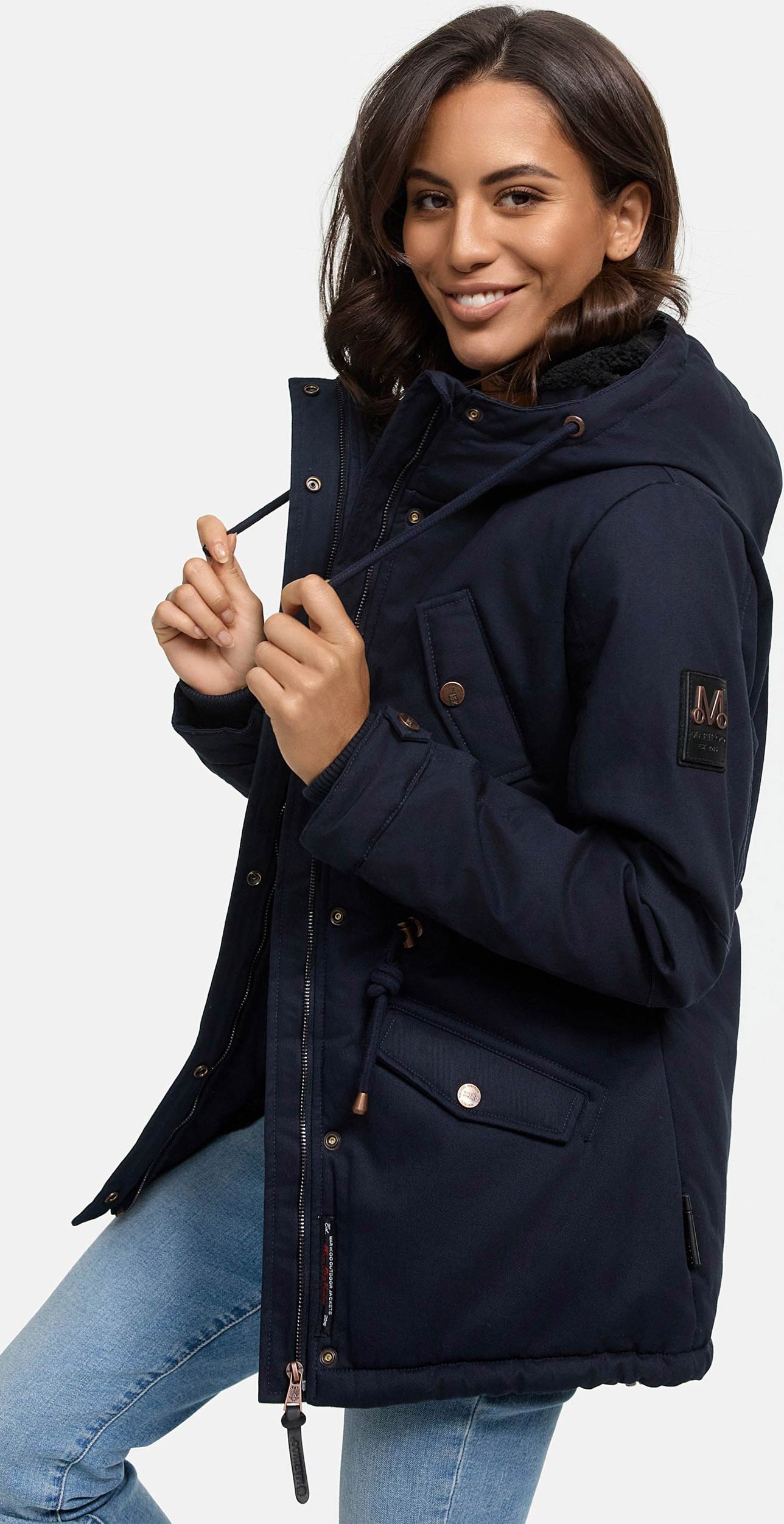 Marikoo Damen Winterjacke Manolya mit Teddyfellfutter & Baumwoll-Obermaterial