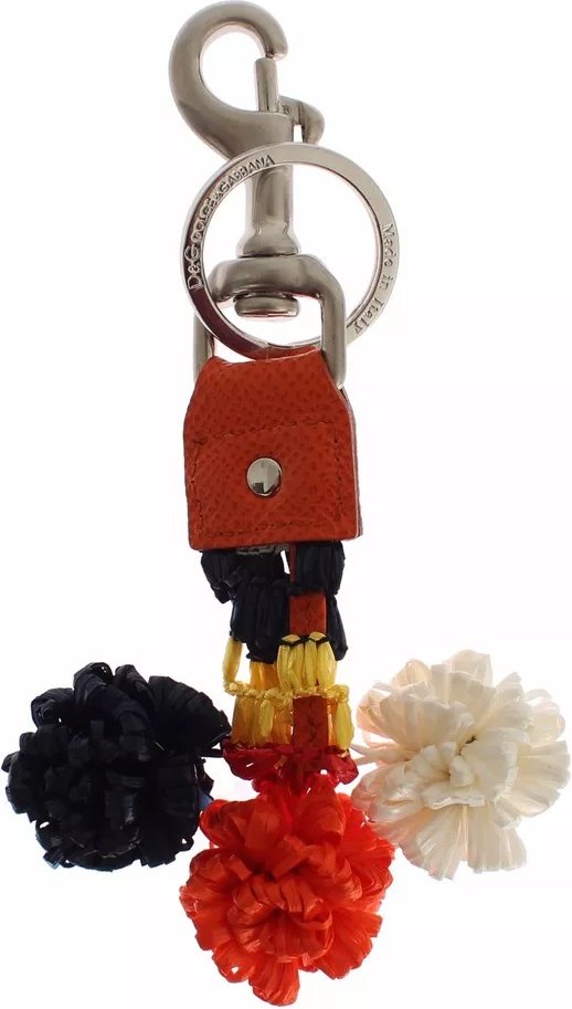 Silberbraune Raffia-Leder-Verschlussfinder-Ketten-Schlüsselanhänger