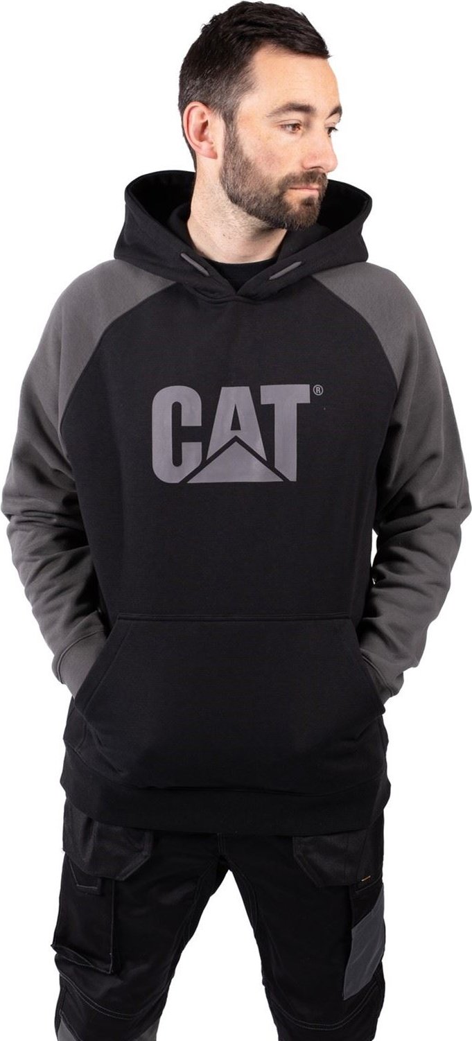 Caterpillar Raglan Baumwoll Herren Schwarz Kapuzenpullover