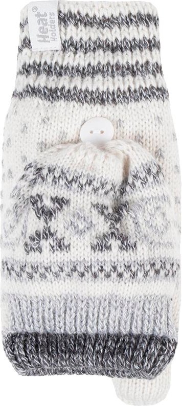 Ladies Warm Fairisle Patterned Thermal Fingerless Converter Handschuhe