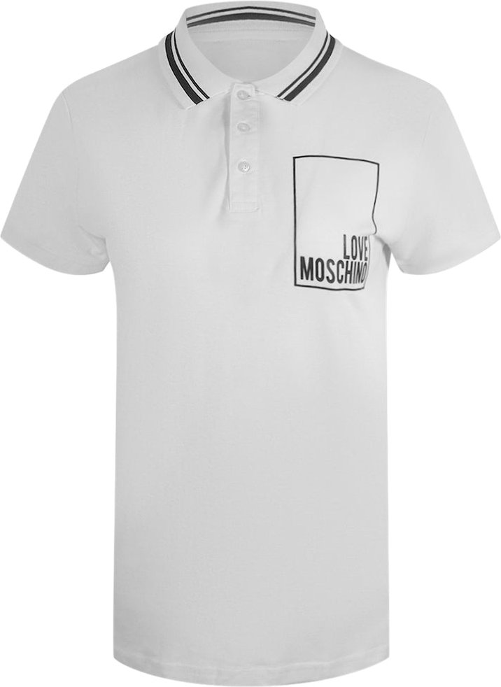 Love Moschino Poloshirt Mit Kleinem Box-logo, Weiß