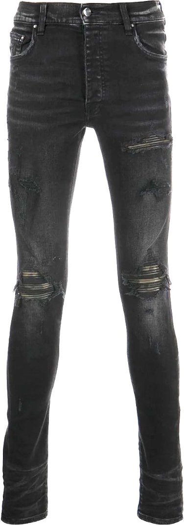 Amiri Leder Camo MX1 Aged Black Jeans