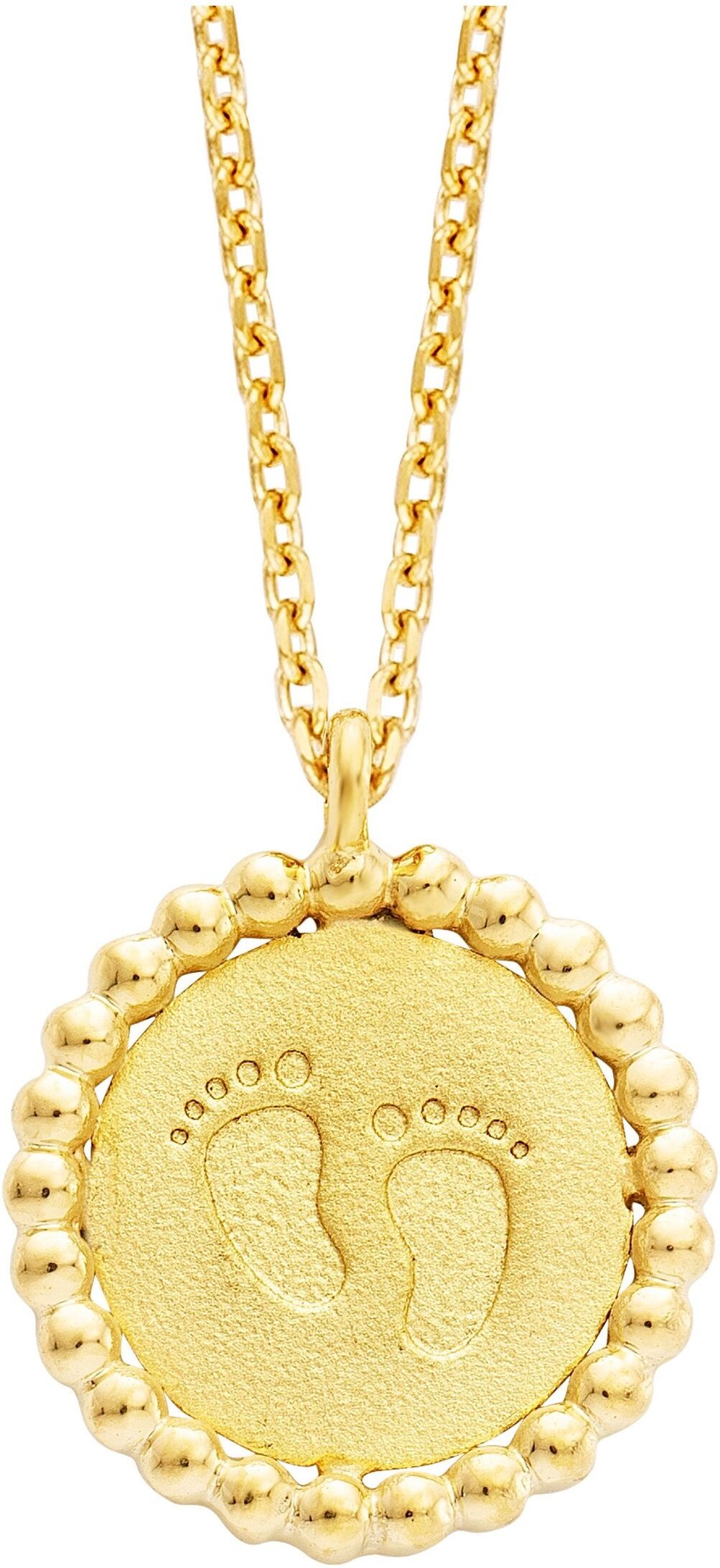 Julie Julsen Anhänger mit Kette 925 Silber vergoldet Baby Fußabdruck