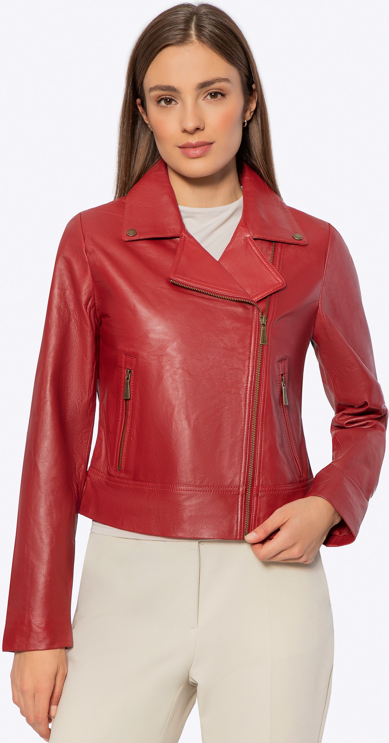 Wittchen Damen-Bikerjacke aus Naturleder, rot
