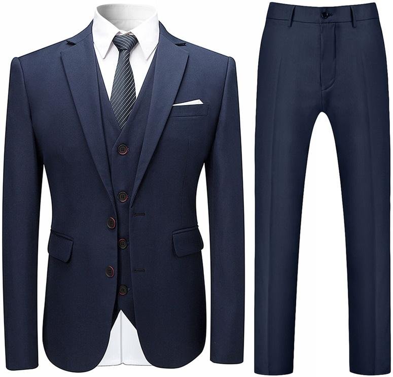 3-teiliger Slim Fit-Anzug für Herren in Marineblau