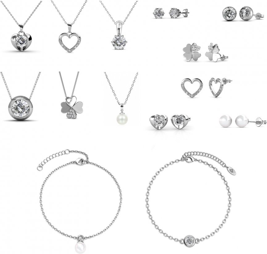 Herz-Adventskalender - 14 Juwelen - Silber und Kristall