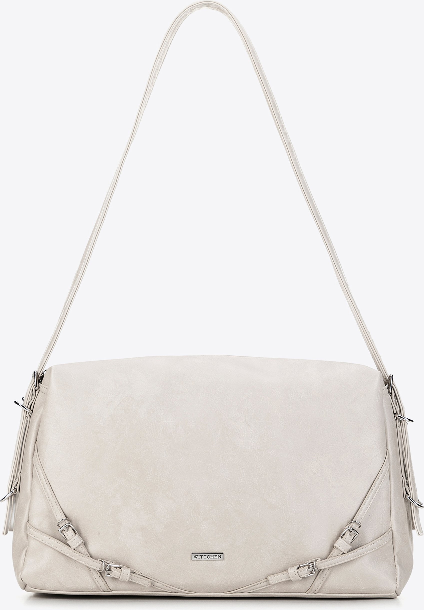 Wittchen Damen-Einkaufstasche mit Zierriemen, cremeweiß, Kunstleder