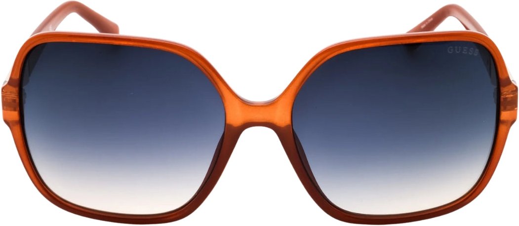 Guess – Sonnenbrille mit Farbverlauf in Hellbraun mit blauen Gläsern