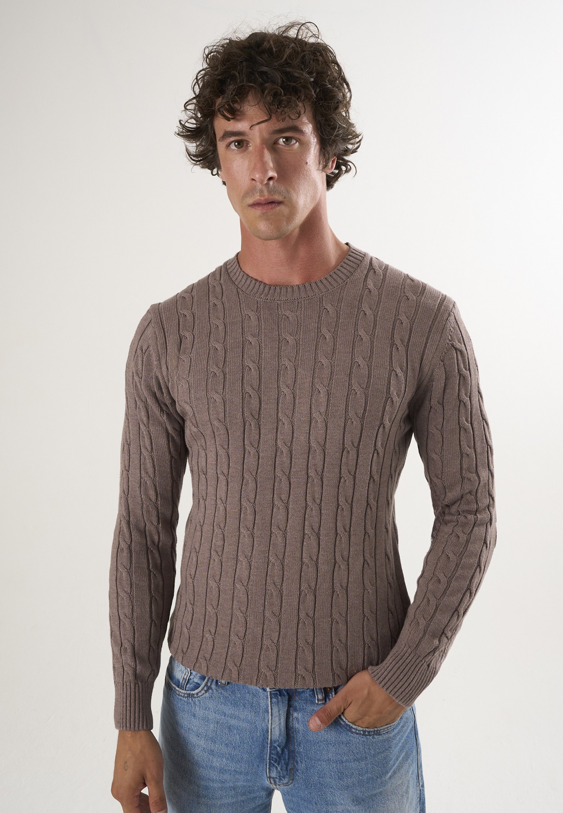 Thumbnail - Pullover Pullover Mit Rundhalsausschnitt Aus Kabelstrick