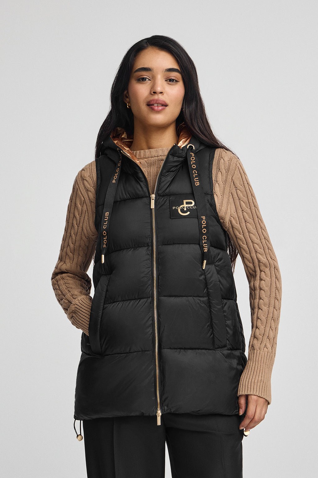 Steppweste schwarz mit Polo Club-Logo