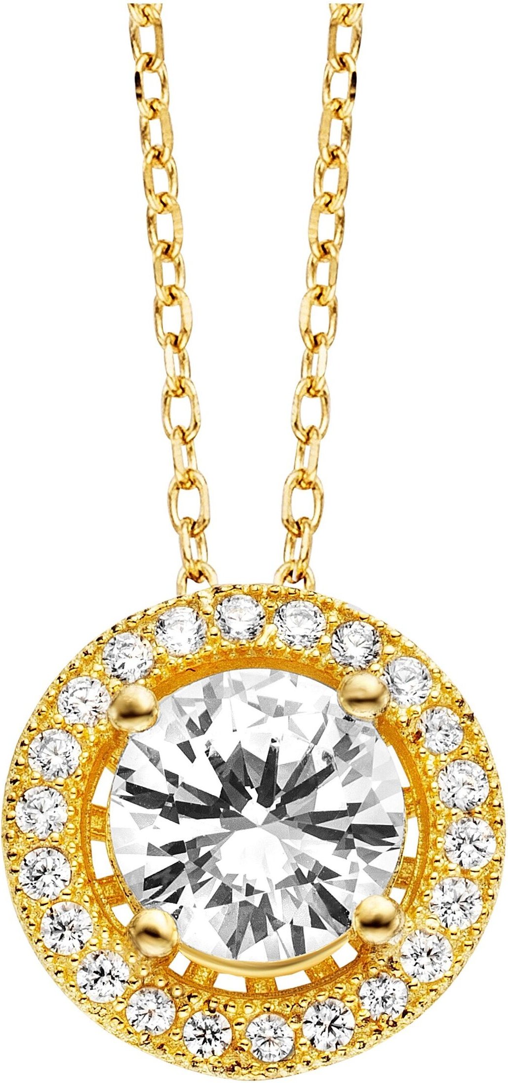 Julie Julsen Anhänger mit Kette 925 Silber vergoldet 23 Zirkonia weiß