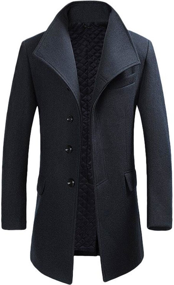 Alle Themen Herren Wollmantel Winter Business Slim fit Revers Mantel Grau