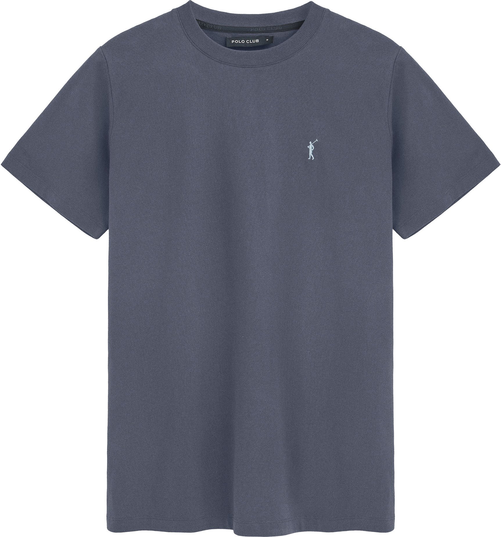 T-Shirt denimblau mit Rundhalsausschnitt und Rigby Go Stickerei