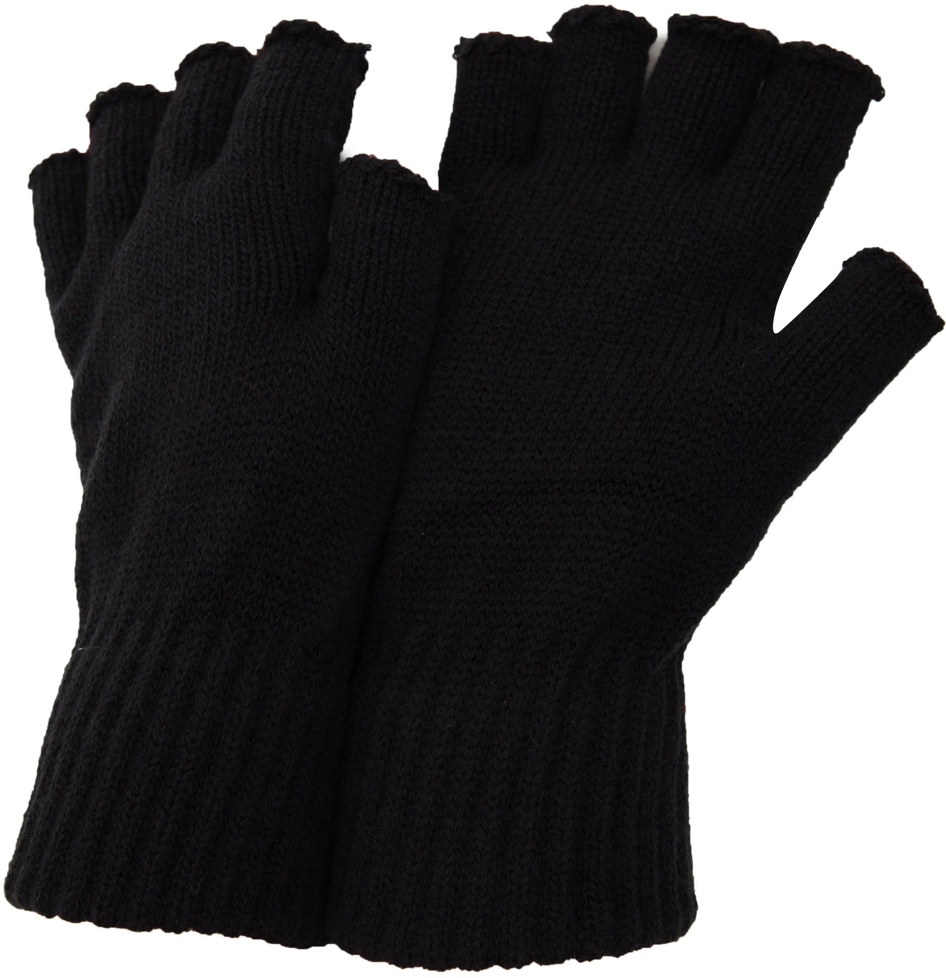 FLOSO Herren Fingerlose Winterhandschuhe (Schwarz)