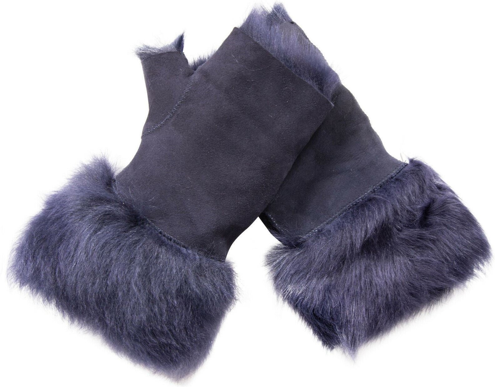 Damen-Fäustlinge aus Lammfell, fingerlose Manschetten, Toscana-Wildleder, Schaffellfell