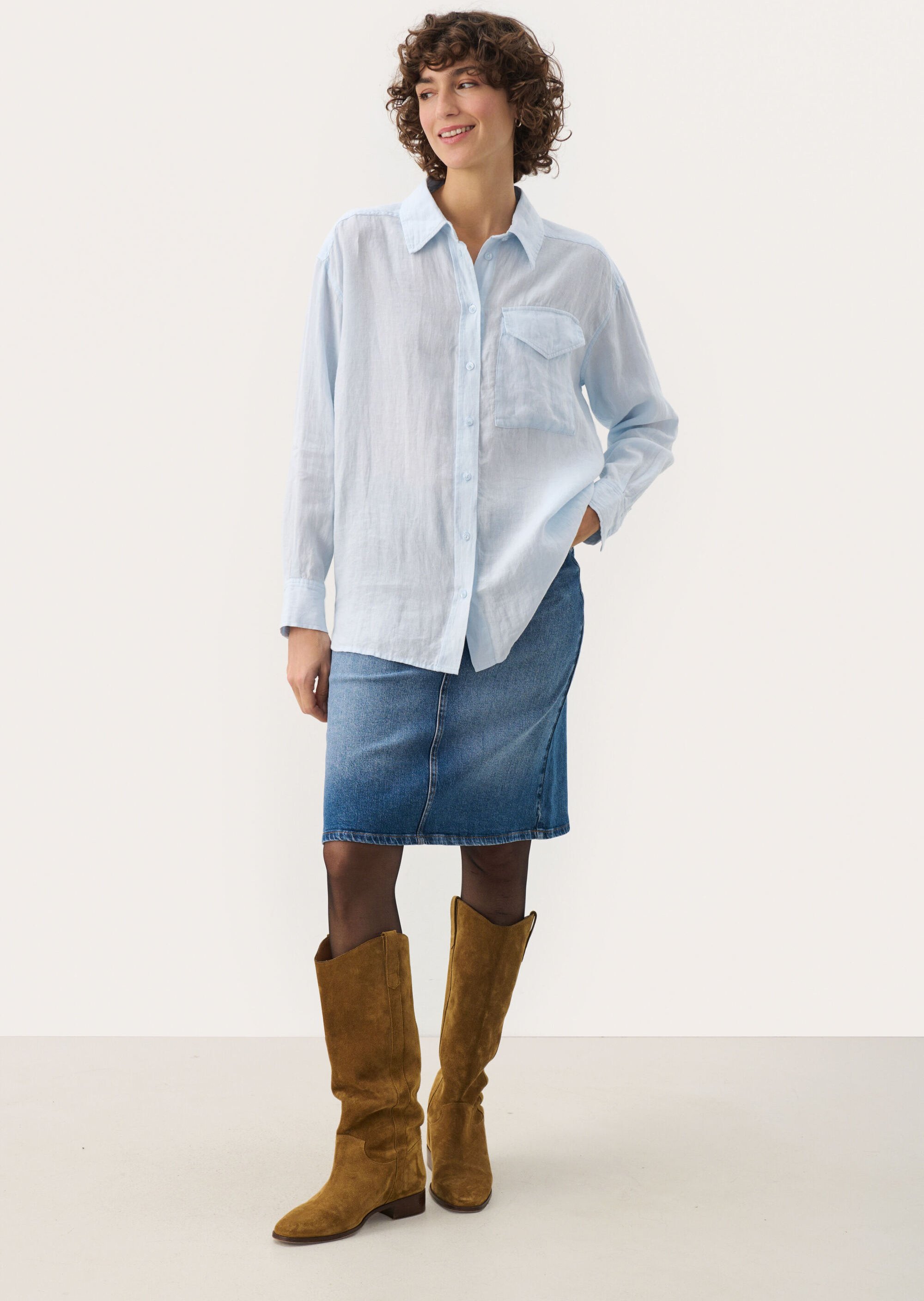 Langarm - Hemd Oversize fit Ice Water light blue