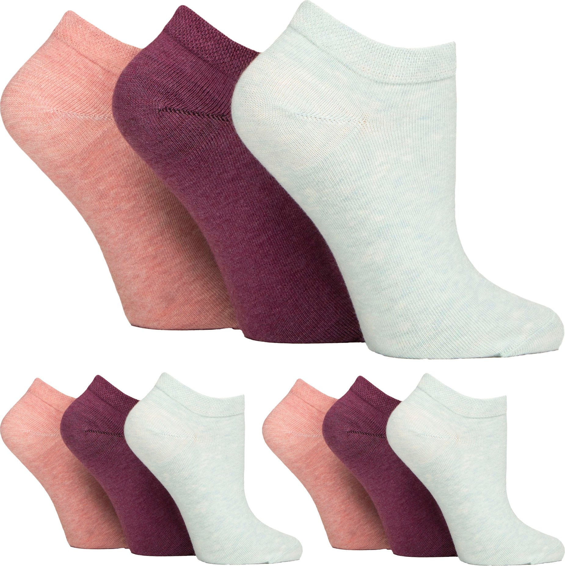 9er-Pack Damen Diabetes-Trainersocken | Breite Knöchelsocken für geschwollene Füße