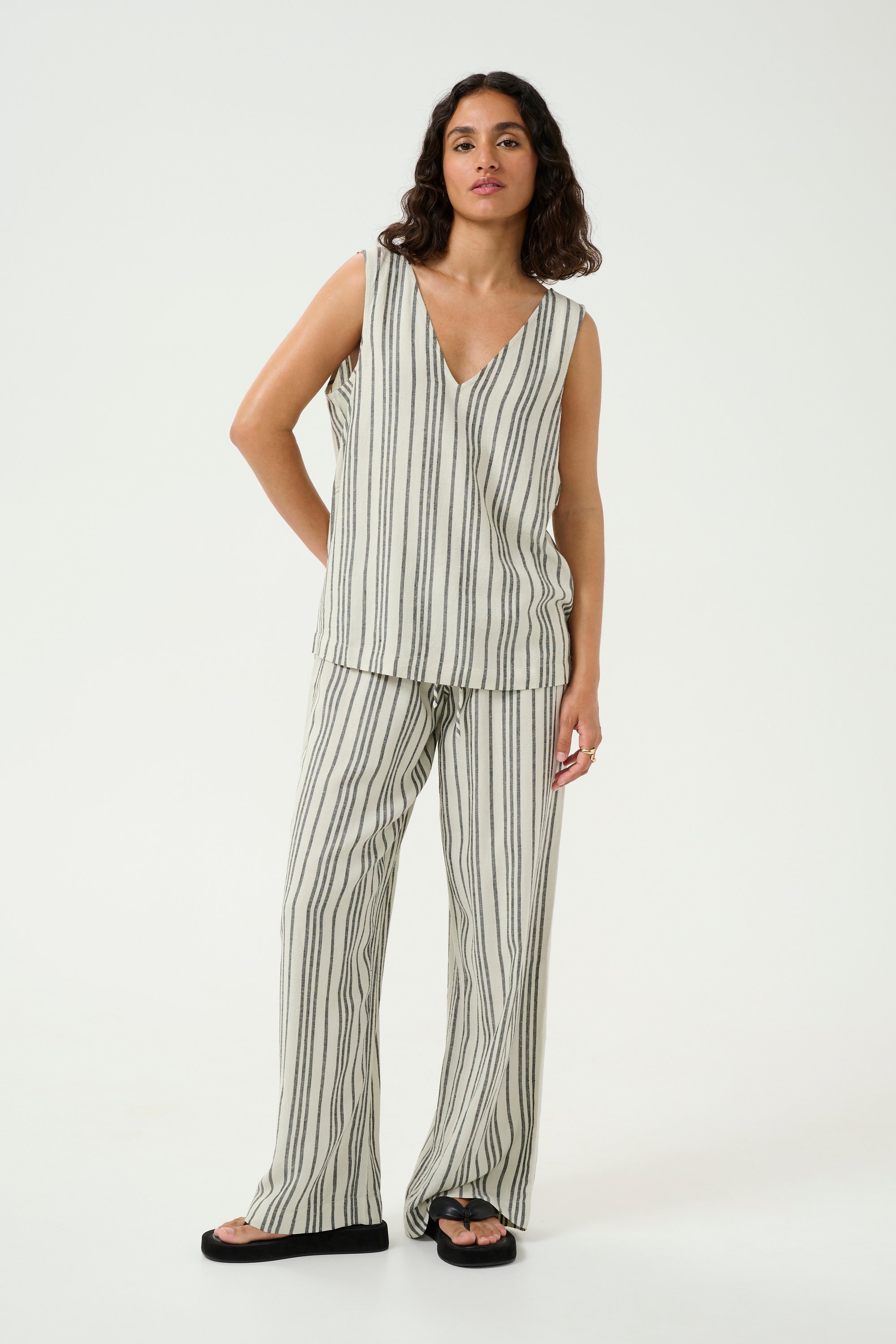 Ärmellose Bluse Regular fit Moonstruck / Black Stripe white black