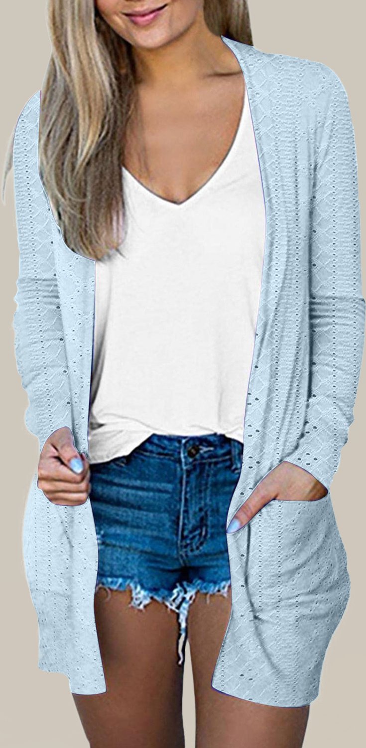 Ösenstrickjacke Offen Vorderseite