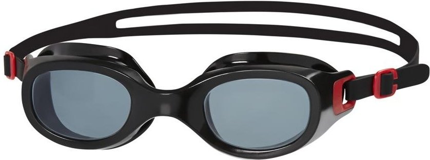 Speedo - "Futura Classic" Schwimmbrille für Herren/Damen Unisex (Rauch-Grau/Rot)
