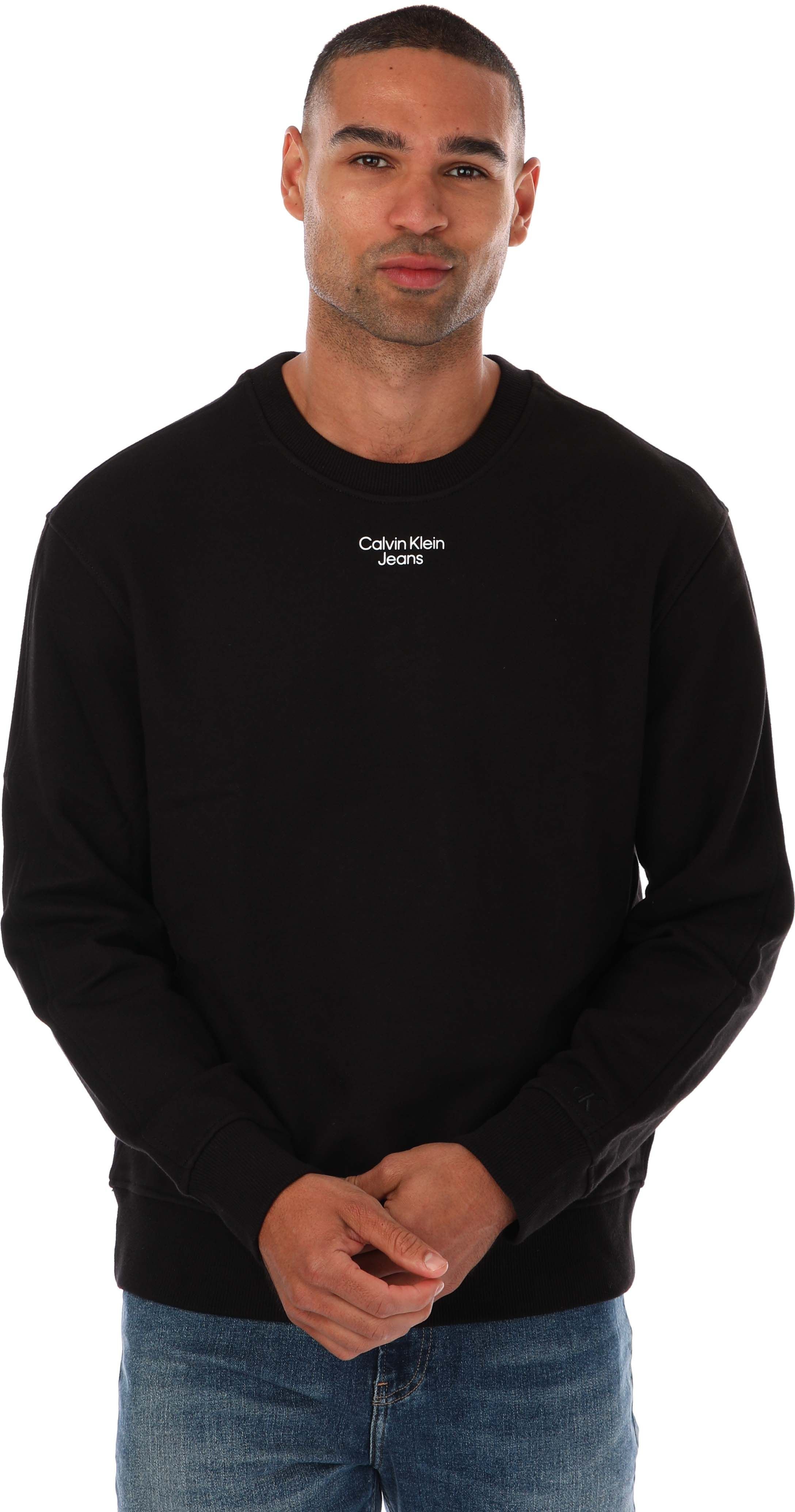 Herren Calvin Klein Jeans Relaxed Baumwoll-Terry Sweatshirt in Schwarz