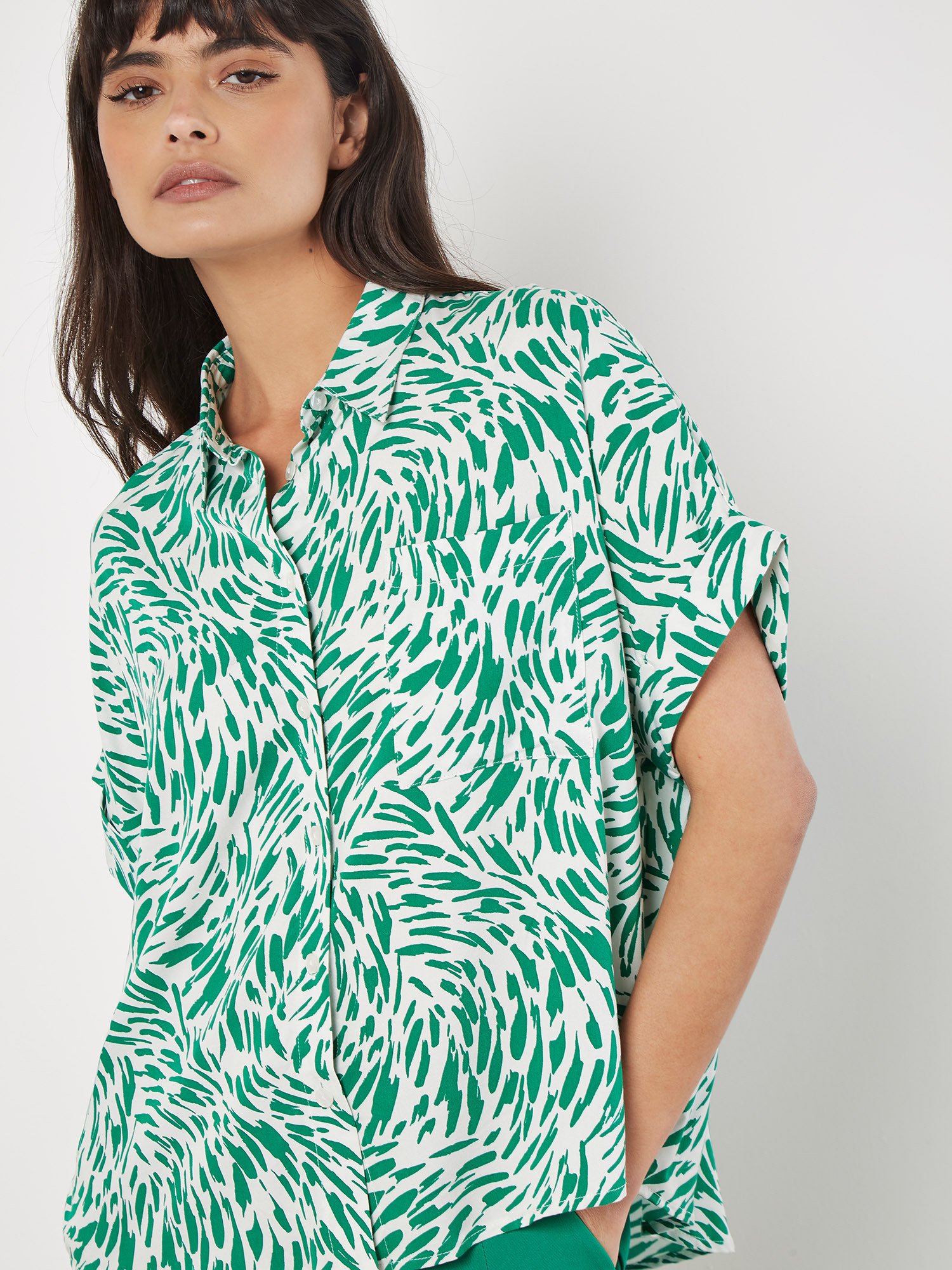 Apricot Pinselstrichmuster Bluse