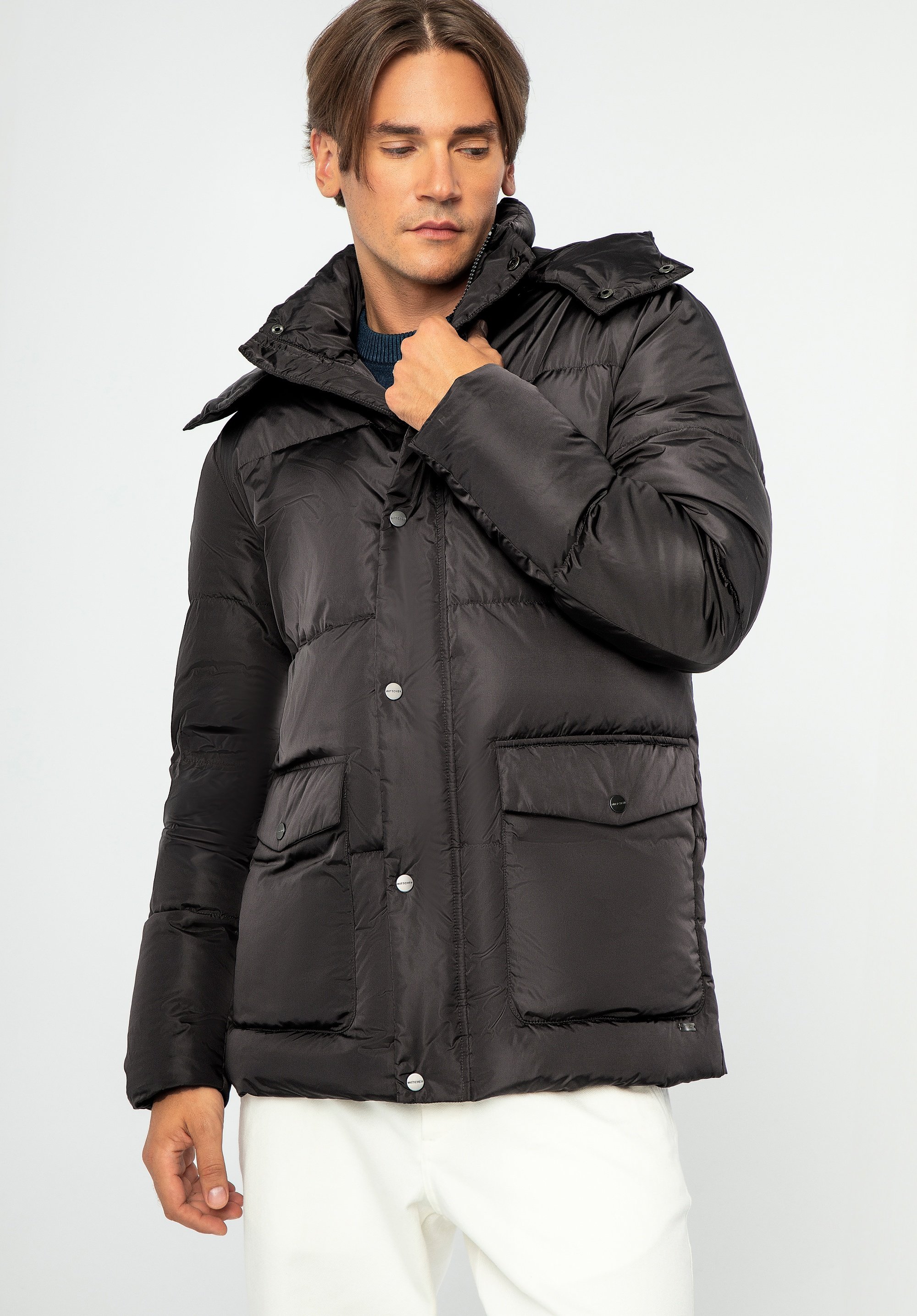 Wittchen Herren-Steppjacke mit Kapuze, schwarz, Nylon