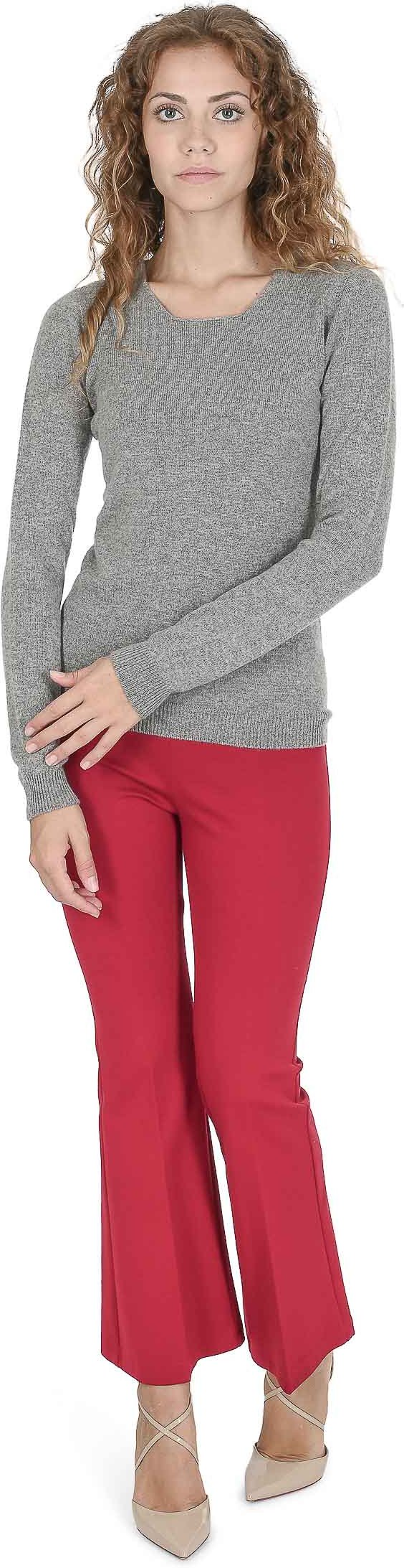 Crown Of Edinburgh Cashmere Pullover mit Carrékragen Für Frauen Coe 0024 Grau ÉTain