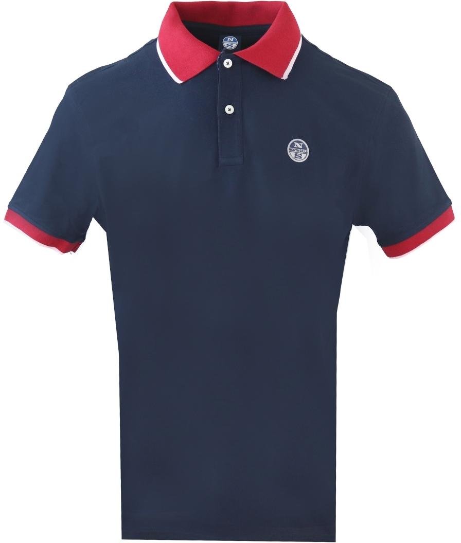 Marineblaues Poloshirt mit kontrastierendem Kragen von North Sails