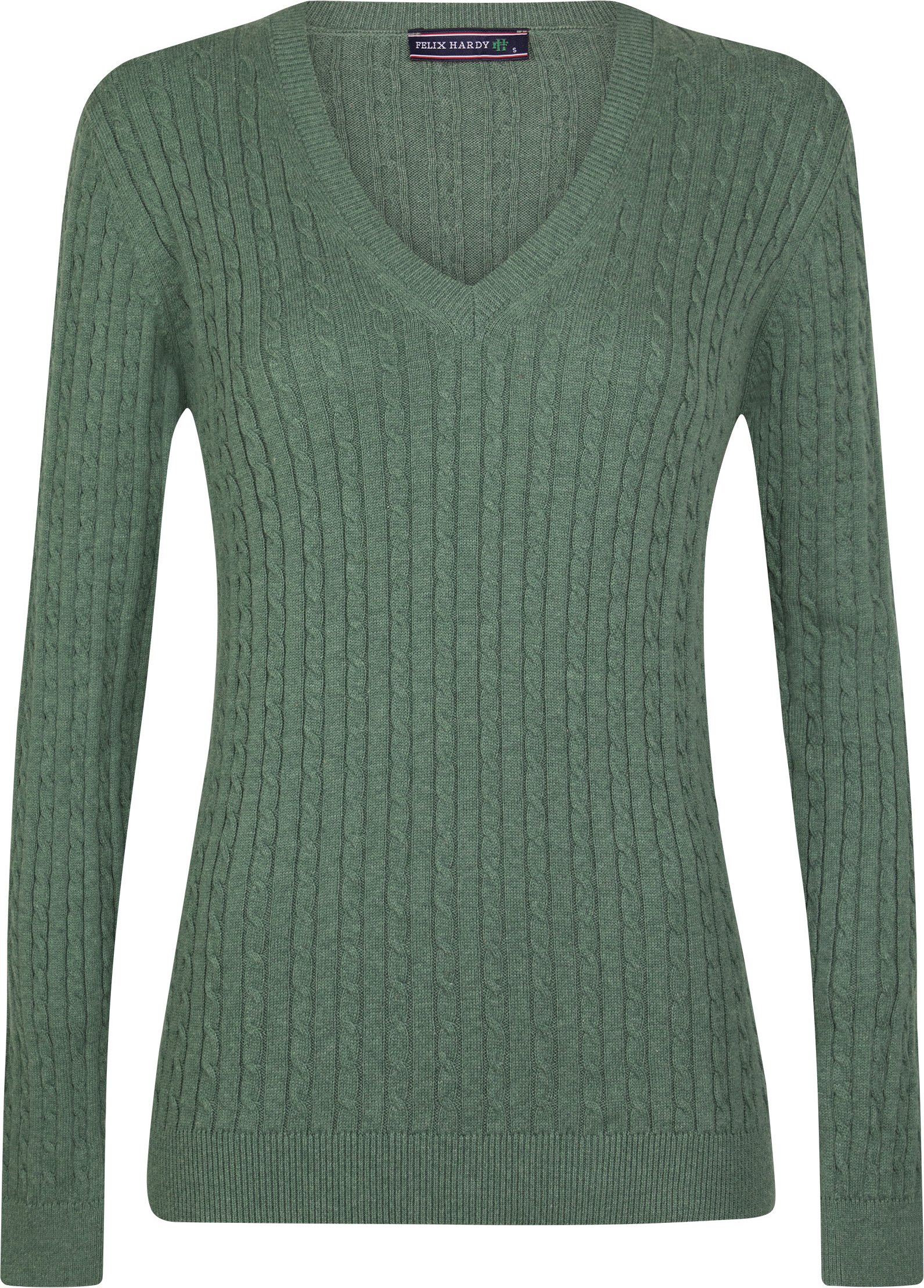 Pullover Kabelstrick-Pullover Mit V-Ausschnitt